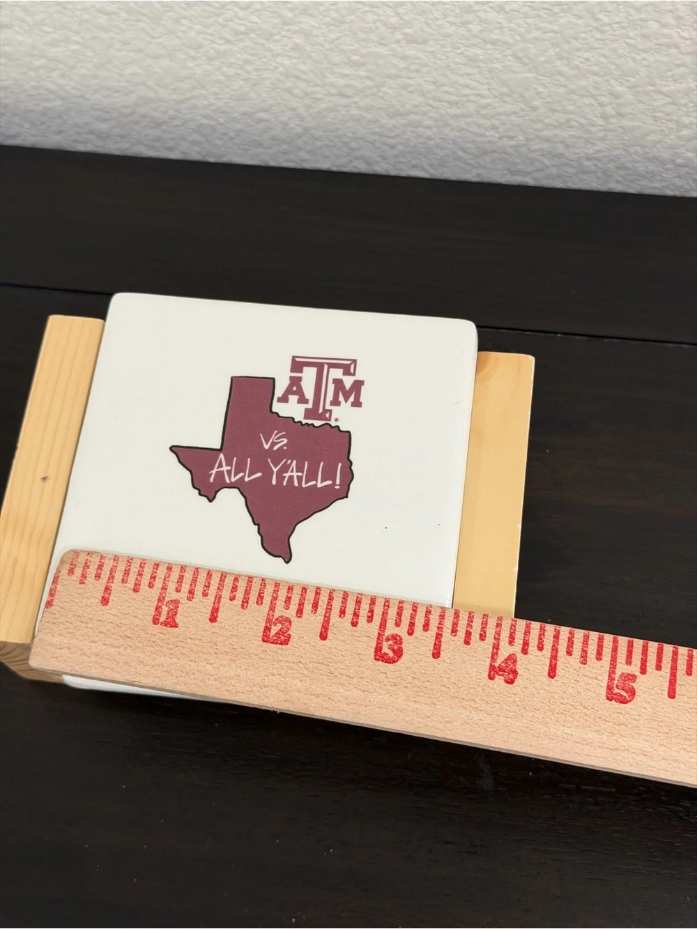 Texas A&M Ceramic Coaster with Texas Silhouette - Maroon & White